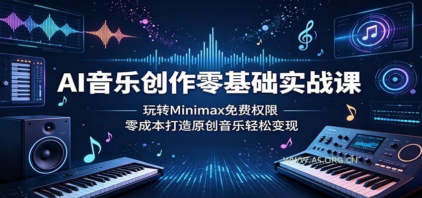 AI音乐创作零基础实战课：玩转Minimax免费权限，零成本打造原创音乐轻松变现-A5资源网