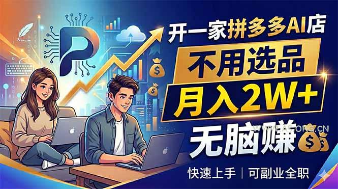 开一家拼多多AI店，不用选品，月入2W+，无脑赚，可副业全职-A5资源网
