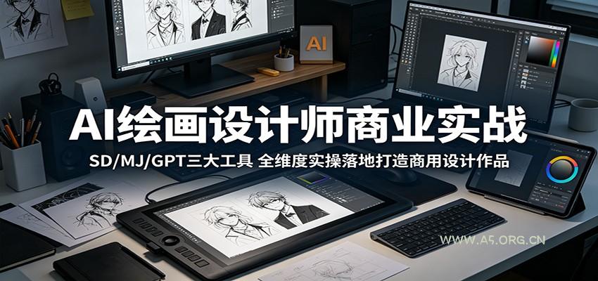 AI绘画设计师商业实战：SD/MJ/GPT三大工具，全维度实操落地打造商用设计作品-A5资源网