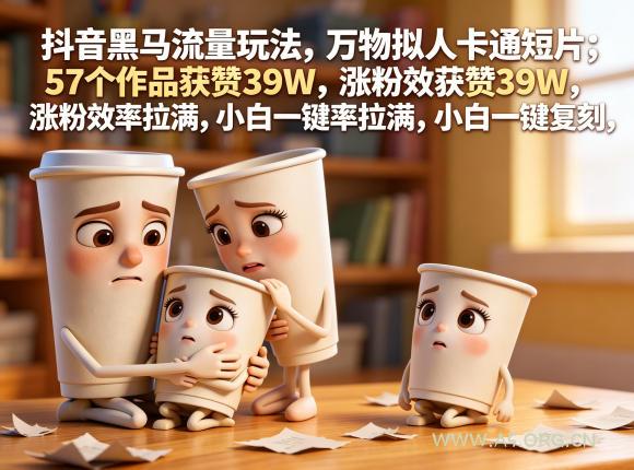 抖音黑马流量玩法，万物拟人卡通短片，57个作品获赞39W，涨粉效率拉满，小白一键复刻，保姆级拆解-A5资源网
