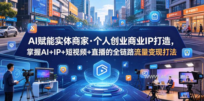 AI赋能实体商家·个人创业商业IP打造，掌握AI+IP+短视频+直播的全链路流量变现打法-A5资源网