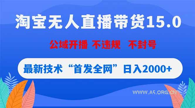 淘宝无人直播带货15.0，不封号，不违规，公域玩法，首发全网日入2000+-A5资源网