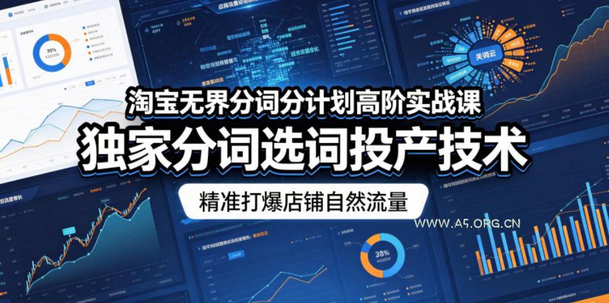 淘宝无界分词分计划高阶实战课，独家分词选词投产技术，精准打爆店铺自然流量-A5资源网