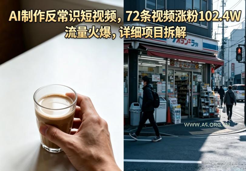 AI制作反常识短视频，72条视频涨粉102.4W，流量火爆，详细项目拆解-A5资源网
