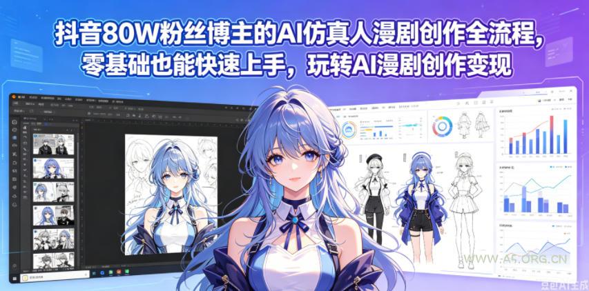 抖音80W粉丝博主的AI仿真人漫剧创作全流程，零基础也能快速上手，玩转AI漫剧创作变现-小红泡
