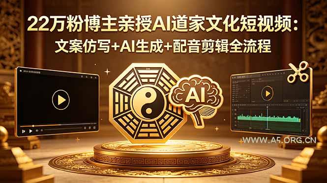 22万粉博主亲授AI道家文化短视频：文案仿写+AI生成+配音剪辑全流程-小红泡