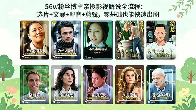 56万粉丝博主亲授影视解说全流程：选片+文案+配音+剪辑，零基础也能快速出圈-小红泡