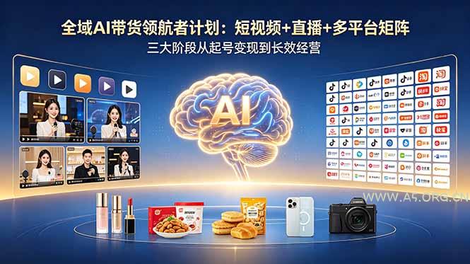 全域AI带货领航者计划:短视频+直播+多平台矩阵,三大阶段从起号变现到长效经营 - 小红泡 全域AI带货领航者计划:短视频+直播+多平台矩阵,三大阶段从起号变现到长效经营 - 小红泡