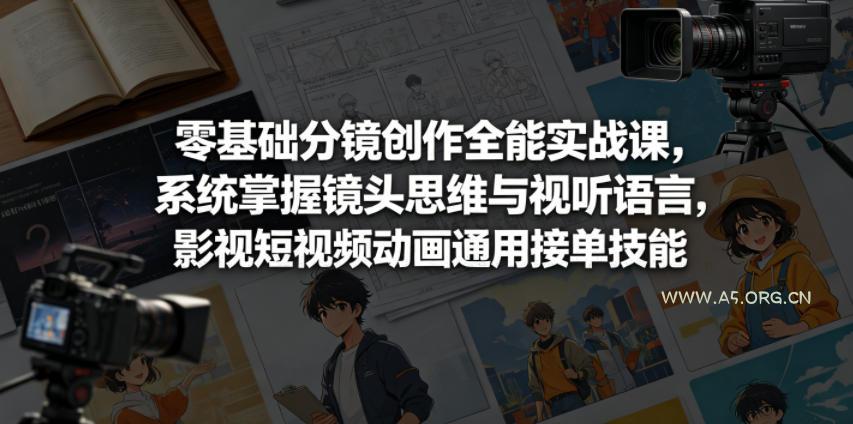 零基础分镜创作全能实战课，系统掌握镜头思维与视听语言，影视短视频动画通用接单技能-小红泡