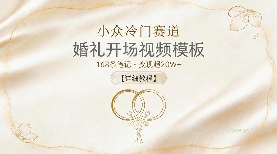小众冷门赛道，婚礼开场视频模板，168条笔记，变现超20W+【详细教程】-小红泡