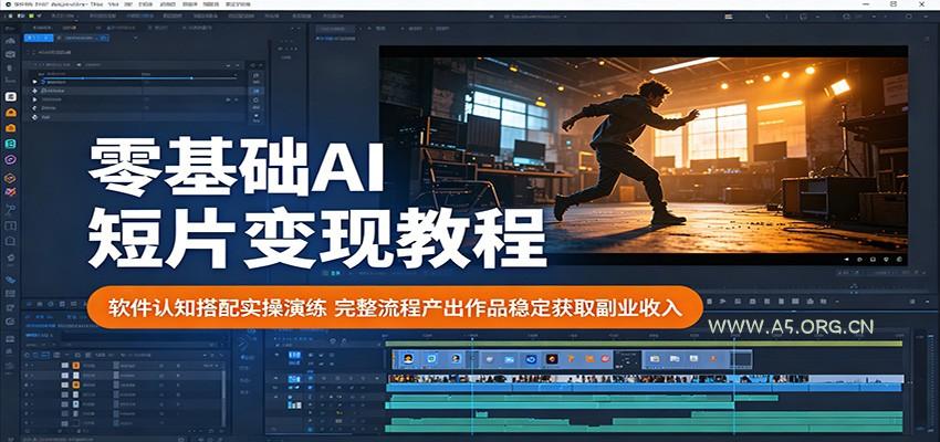 零基础AI短片变现教程:软件认知搭配实操演练,完整流程产出作品稳定获取副业收入-小红泡