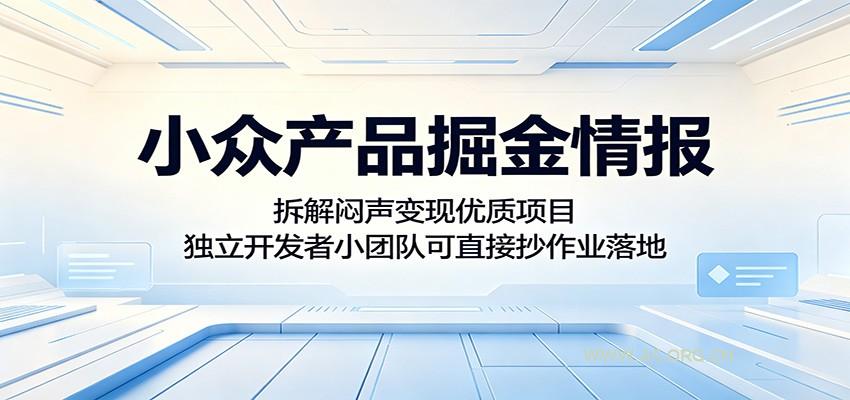 小众产品掘金情报:拆解闷声变现优质项目,独立开发者小团队可直接抄作业落地-小红泡