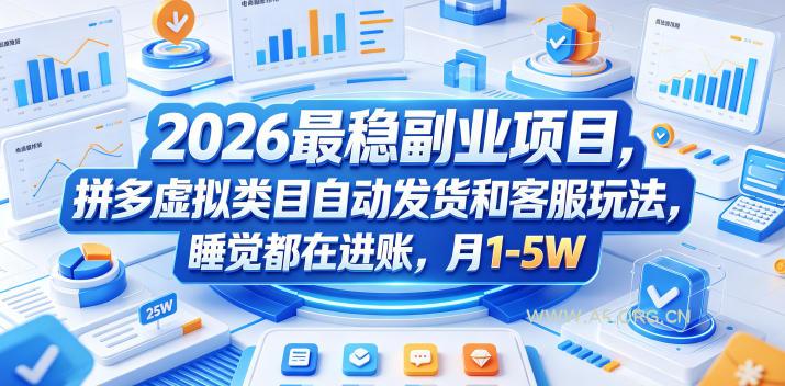 2026最稳副业项目，拼多多虚拟类目自动发货和客服玩法，睡觉都在进账，月1-5W【揭秘】-小红泡