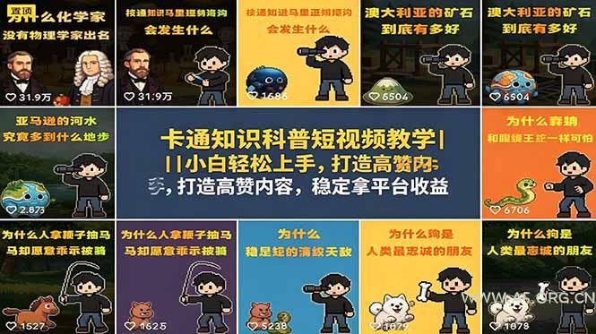 卡通知识科普短视频教学｜小白轻松上手，打造高赞内容，稳定拿平台收益-小红泡