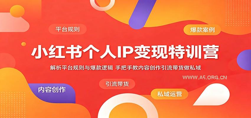 小红书个人IP变现特训营：解析平台规则与爆款逻辑，手把手教内容创作引流带货做私域-小红泡
