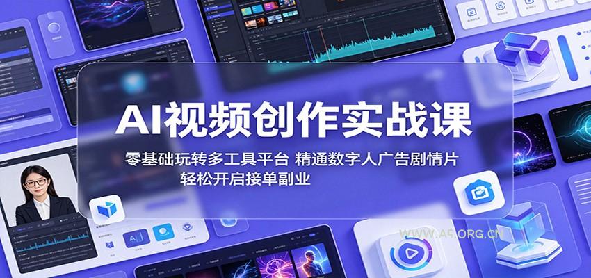 AI视频创作实战课:零基础玩转多工具平台,精通数字人广告、剧情片,轻松开启接单副业-小红泡