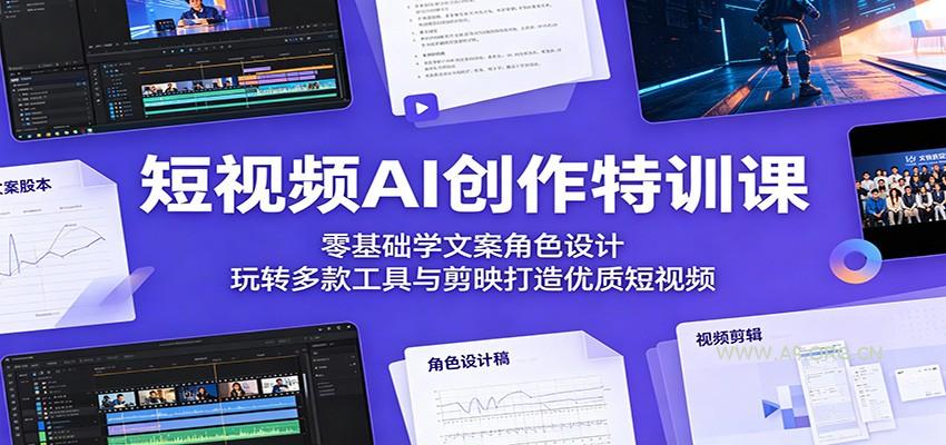 短视频AI创作特训课：零基础学文案角色设计，玩转多款工具与剪映打造优质短视频-小红泡