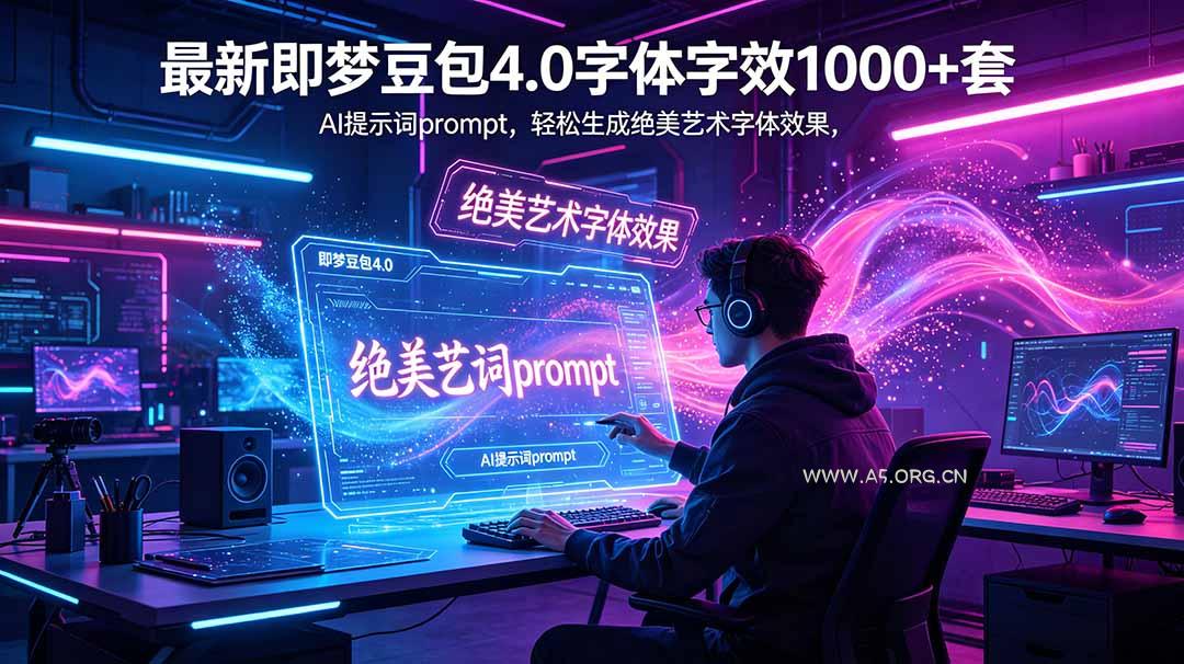最新即梦豆包4.0字体字效1000+套，AI提示词prompt，轻松生成绝美艺术字体效果-小红泡