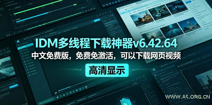 IDM多线程下载神器v6.42.64中文免费版，免费免激活，可以下载网页视频(例如飞书文档内的视频)-小红泡