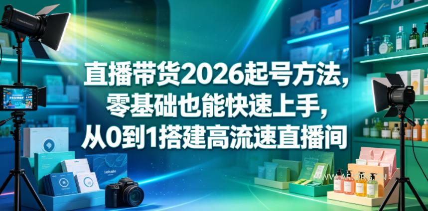 直播带货2026起号方法，零基础也能快速上手，从0到1搭建高流速直播间-小红泡