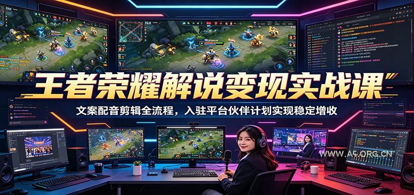 王者荣耀解说变现实战课：文案配音剪辑全流程，入驻平台伙伴计划实现稳定增收-小红泡