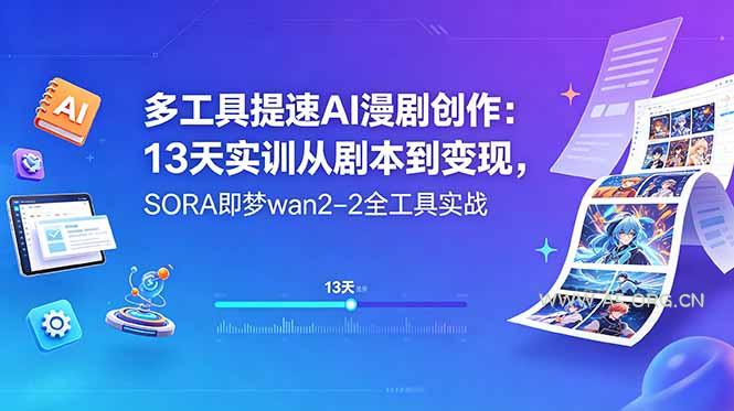 多工具提速AI漫剧创作：13天实训从剧本到变现，SORA即梦wan2-2全工具实战-小红泡