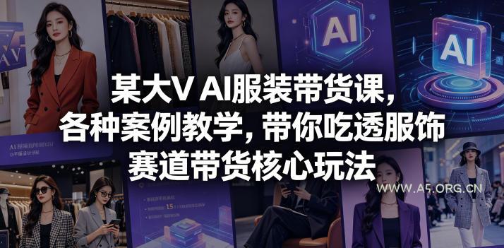 某大V AI服装带货课，各种案例教学，带你吃透服饰赛道带货核心玩法-小红泡