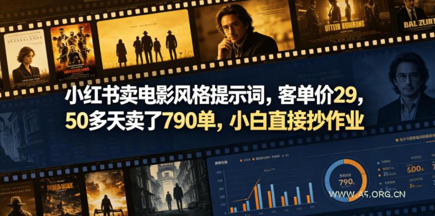 小红书卖电影风格提示词，客单价29，50多天卖了790单，小白直接抄作业！-小红泡
