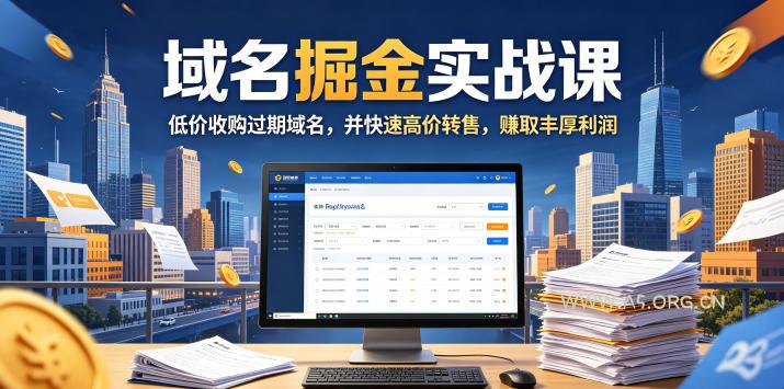 域名交易掘金实战课，低价收购过期域名，并快速高价转售，賺取丰厚利润【原创双语字幕】-小红泡