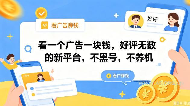看一个广告一块钱，好评无数的新平台，不黑号，不养机，一撸几十块钱还是不错的【揭秘】-小红泡