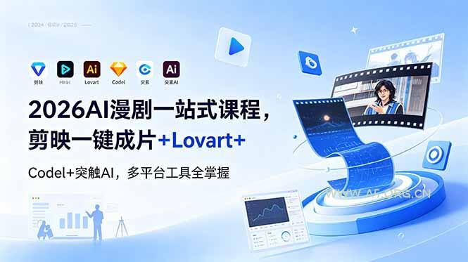 2026AI 漫剧一站式课程，剪映一键成片+Lovart+Codel+突触AI，多平台工具全掌握-小红泡