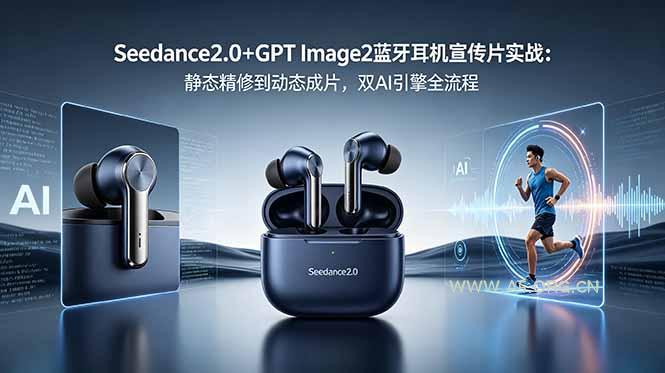 Seedance2.0+GPT Image2蓝牙耳机宣传片实战：静态精修到动态成片，双AI引擎全流程-小红泡