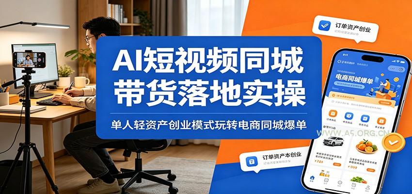 AI短视频同城带货落地实操：单人轻资产创业模式玩转电商同城爆单-小红泡