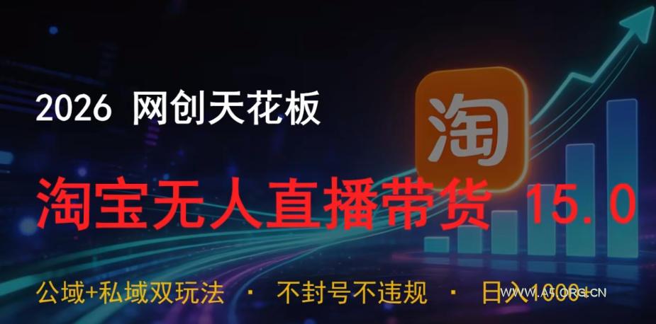 2026网创天花板，淘宝无人直播带货15.0，公域+私域双玩法，日入1k+，不违规不封号【揭秘】-小红泡