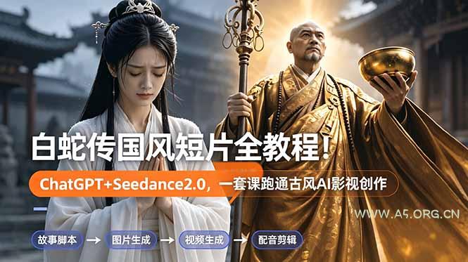 白蛇传-国风短片全教程！ChatGPT+Seedance2.0，一套课跑通古风AI影视创作-小红泡