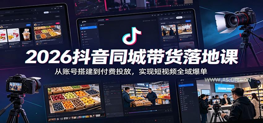 2026抖音同城带货落地课:从账号搭建到付费投放,实现短视频全域爆单-小红泡