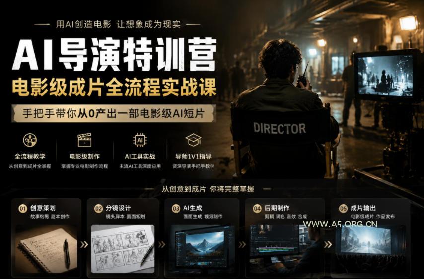 AI导演特训营,电影级成片全流程实战课,手把手带你从0产出一部电影级AI短片 - 小红泡 AI导演特训营,电影级成片全流程实战课,手把手带你从0产出一部电影级AI短片