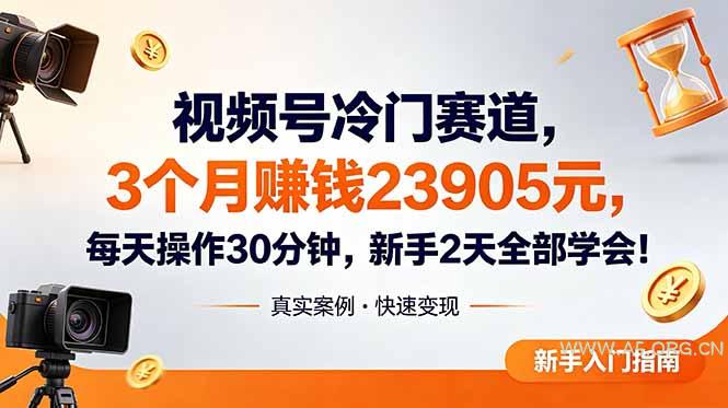 视频号冷门赛道,3个月变现23905元,新手2天学会 每天操作30分钟!-小红泡
