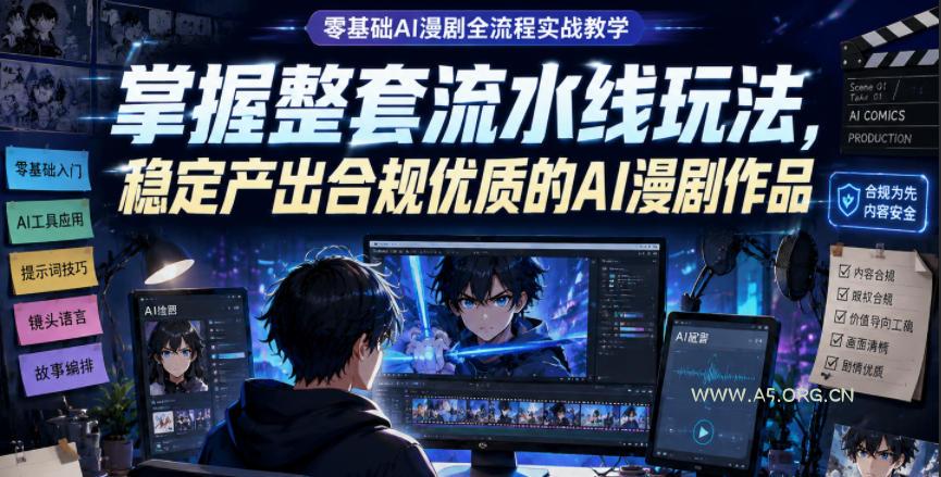 零基础AI漫剧全流程实战教学,掌握整套流水线玩法,稳定产出合规优质的AI漫剧作品 - 小红泡 零基础AI漫剧全流程实战教学,掌握整套流水线玩法,稳定产出合规优质的AI漫剧作品