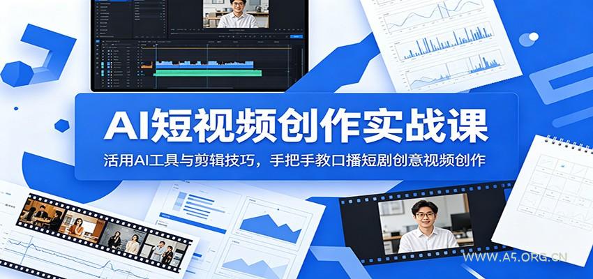 AI短视频创作实战课:活用AI工具与剪辑技巧,手把手教口播短剧创意视频创作-小红泡