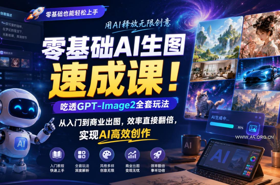 零基础AI生图速成课！吃透GPT-Image2全套玩法，从入门到商业出图，效率直接翻倍，实现AI高效创作-小红泡