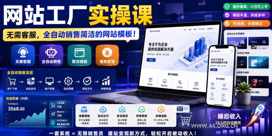 网站工厂实操课，无需客服，网站模板自动赚钱！【原创双语字幕】-小红泡