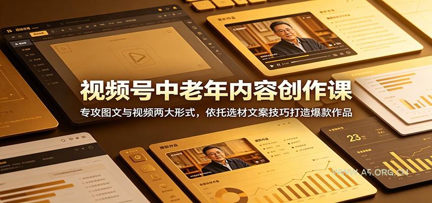 视频号中老年内容创作课：专攻图文与视频两大形式，依托选材文案技巧打造爆款作品-小红泡