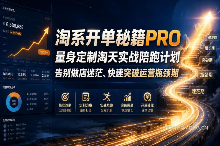 淘系开单秘籍PRO,量身定制淘天实战陪跑计划,告别做店迷茫、快速突破运营瓶颈期(2026年6月11)-小红泡