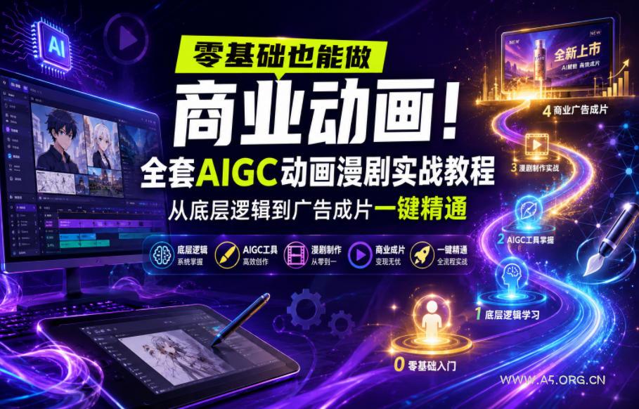 零基础也能做商业动画！全套AIGC动画漫剧实战教程，从底层逻辑到广告成片一键精通-小红泡