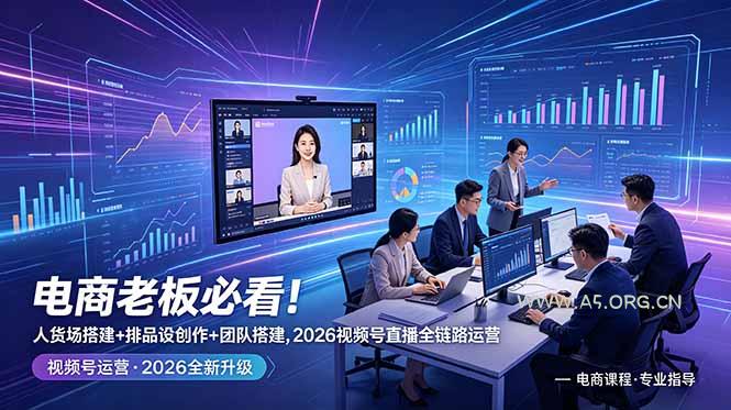 电商老板必看！人货场搭建+排品设计+素材创作+团队搭建，2026视频号直播全链路运营-小红泡