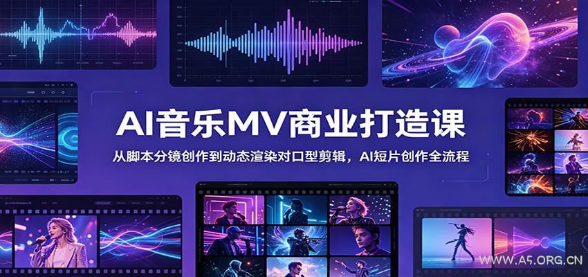 AI音乐MV商业打造课:从脚本分镜创作到动态渲染对口型剪辑,AI短片创作全流程-小红泡