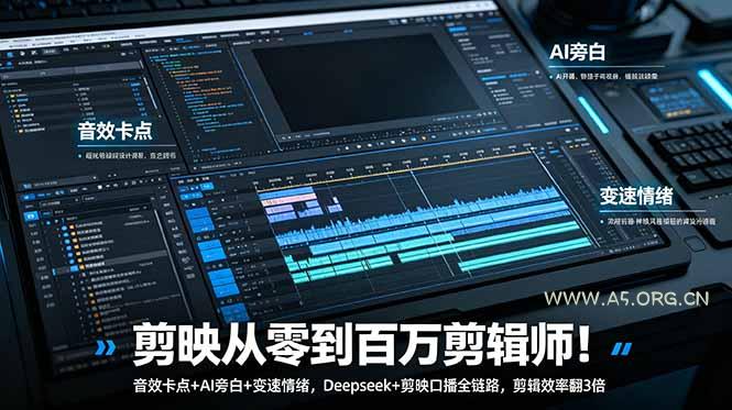 剪映从零到百万剪辑师!音效卡点+AI旁白+变速情绪,Deepseek+剪映口播全链路,剪辑效率翻3倍 - 小红泡 剪映从零到百万剪辑师!音效卡点+AI旁白+变速情绪,Deepseek+剪映口播全链路,剪辑效率翻3倍 - 小红泡