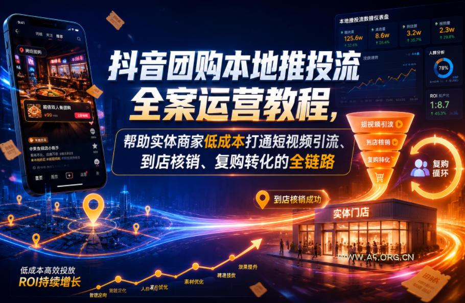 抖音团购本地推投流全案运营教程,帮助实体商家低成本打通短视频引流、到店核销、复购转化的全链路 - 小红泡 抖音团购本地推投流全案运营教程,帮助实体商家低成本打通短视频引流、到店核销、复购转化的全链路