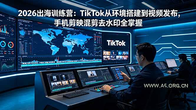 2026出海训练营：TikTok从环境搭建到视频发布，手机剪映混剪去水印全掌握 - 小红泡